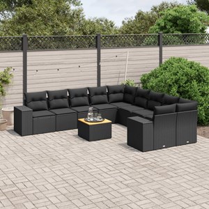Maison exclusive - salon de jardin 11 pcs avec coussins noir résine tressée