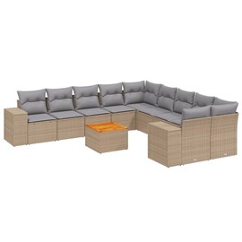 Maison exclusive - salon de jardin 11 pcs avec coussins beige résine tressée