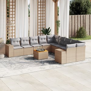 Maison exclusive - salon de jardin 11 pcs avec coussins beige résine tressée