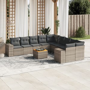 Maison exclusive - salon de jardin 11 pcs avec coussins gris résine tressée