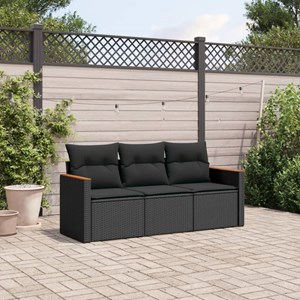 Maison exclusive - salon de jardin 3 pcs avec coussins noir résine tressée