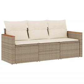 Maison exclusive - salon de jardin avec coussins 3 pcs beige résine tressée