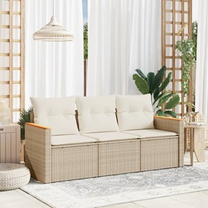 Maison exclusive - salon de jardin avec coussins 3 pcs beige résine tressée