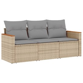 Maison exclusive - salon de jardin avec coussins 3 pcs beige résine tressée