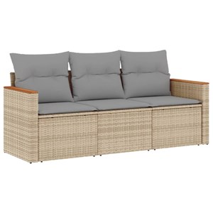 Maison exclusive - salon de jardin avec coussins 3 pcs beige résine tressée