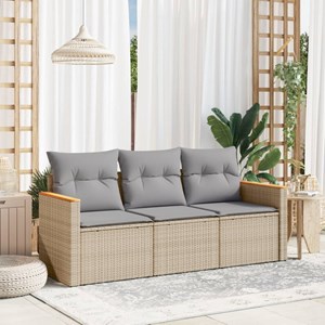 Maison exclusive - salon de jardin avec coussins 3 pcs beige résine tressée