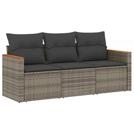 Maison exclusive - salon de jardin avec coussins 3 pcs gris résine tressée