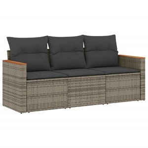 Maison exclusive - salon de jardin avec coussins 3 pcs gris résine tressée
