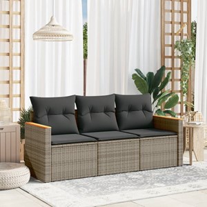 Maison exclusive - salon de jardin avec coussins 3 pcs gris résine tressée