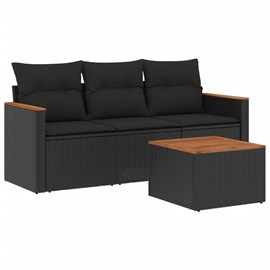Maison exclusive - salon de jardin 4 pcs avec coussins noir résine tressée