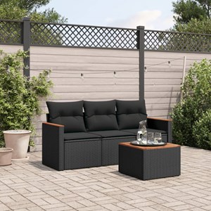 Maison exclusive - salon de jardin 4 pcs avec coussins noir résine tressée