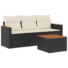 Maison exclusive - salon de jardin 4 pcs avec coussins noir résine tressée