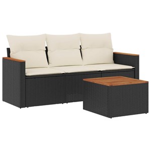 Maison exclusive - salon de jardin 4 pcs avec coussins noir résine tressée