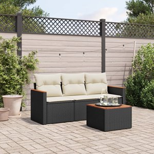 Maison exclusive - salon de jardin 4 pcs avec coussins noir résine tressée