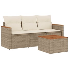 Maison exclusive - salon de jardin avec coussins 4 pcs beige résine tressée