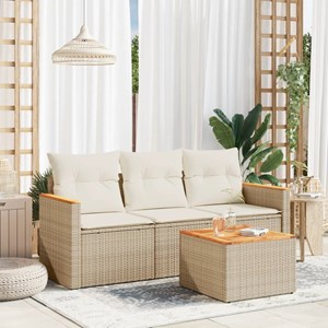 Maison exclusive - salon de jardin avec coussins 4 pcs beige résine tressée