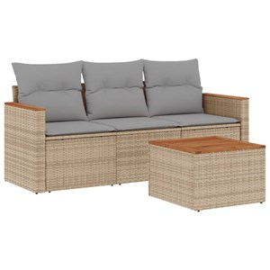 Maison exclusive - salon de jardin avec coussins 4 pcs beige résine tressée