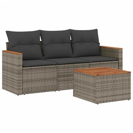 Maison exclusive - salon de jardin 4 pcs avec coussins gris résine tressée