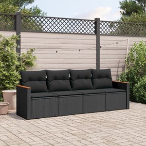 Maison exclusive - salon de jardin 4 pcs avec coussins noir résine tressée