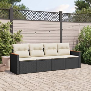 Maison exclusive - salon de jardin 4 pcs avec coussins noir résine tressée