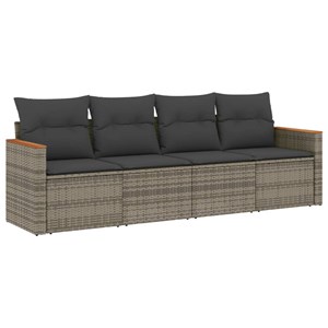 Maison exclusive - salon de jardin 4 pcs avec coussins gris résine tressée