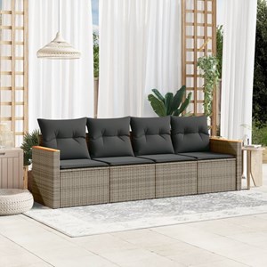 Maison exclusive - salon de jardin 4 pcs avec coussins gris résine tressée