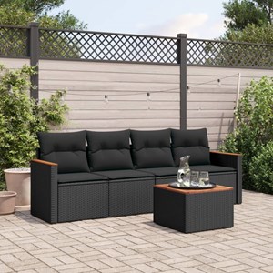 Maison exclusive - salon de jardin 5 pcs avec coussins noir résine tressée