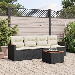 Maison exclusive - salon de jardin 5 pcs avec coussins noir résine tressée