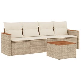 Maison exclusive - salon de jardin avec coussins 5 pcs beige résine tressée
