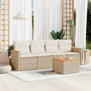 Maison exclusive - salon de jardin avec coussins 5 pcs beige résine tressée