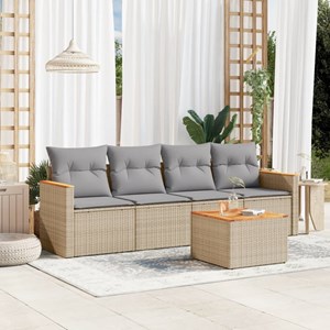 Maison exclusive - salon de jardin avec coussins 5 pcs beige résine tressée