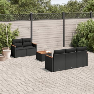 Maison exclusive - salon de jardin 6 pcs avec coussins noir résine tressée