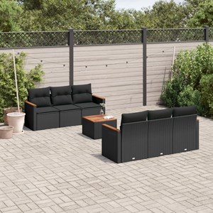 Maison exclusive - salon de jardin 7 pcs avec coussins noir résine tressée