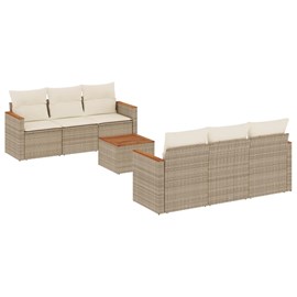Maison exclusive - salon de jardin avec coussins 7 pcs beige résine tressée