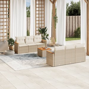 Maison exclusive - salon de jardin avec coussins 7 pcs beige résine tressée