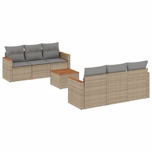 Maison exclusive - salon de jardin avec coussins 7 pcs beige résine tressée