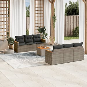 Maison exclusive - salon de jardin avec coussins 7 pcs gris résine tressée