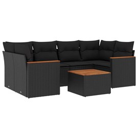 Maison exclusive - salon de jardin 7 pcs avec coussins noir résine tressée