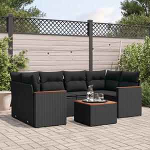 Maison exclusive - salon de jardin 7 pcs avec coussins noir résine tressée