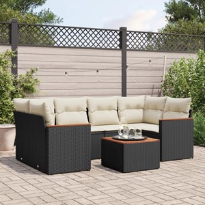 Maison exclusive - salon de jardin 7 pcs avec coussins noir résine tressée