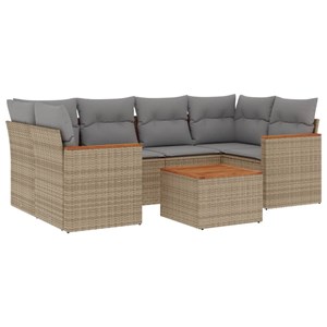 Maison exclusive - salon de jardin avec coussins 7 pcs beige résine tressée
