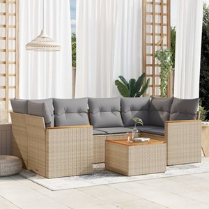 Maison exclusive - salon de jardin avec coussins 7 pcs beige résine tressée