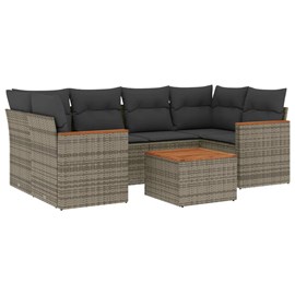 Maison exclusive - salon de jardin avec coussins 7 pcs gris résine tressée