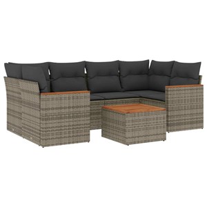 Maison exclusive - salon de jardin avec coussins 7 pcs gris résine tressée