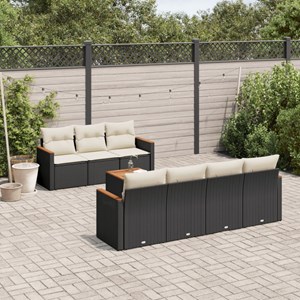 Maison exclusive - salon de jardin 8 pcs avec coussins noir résine tressée
