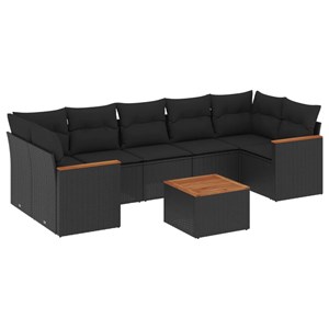 Maison exclusive - salon de jardin 8 pcs avec coussins noir résine tressée