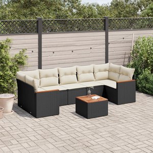 Maison exclusive - salon de jardin 8 pcs avec coussins noir résine tressée