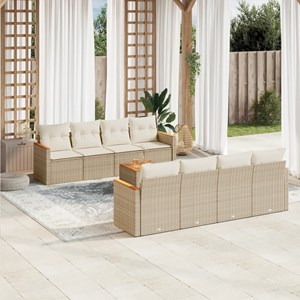 Maison exclusive - salon de jardin avec coussins 9 pcs beige résine tressée