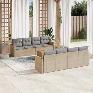 Maison exclusive - salon de jardin avec coussins 9 pcs beige résine tressée