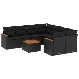 Maison exclusive - salon de jardin 9 pcs avec coussins noir résine tressée